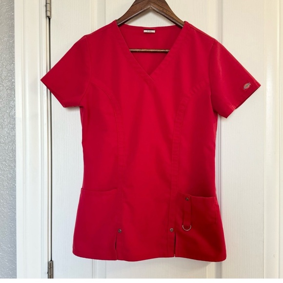 Scrubaid Pink Scrub Jogger Set 1338 & Dickies Red Scrub Top Lot - Picture 8 of 10